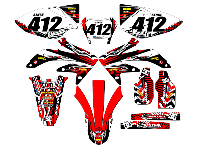 2008-2018 CRF 450 X MAYHEM Red Senge Graphics Kit Compatible with Honda - Foto 8 di 10