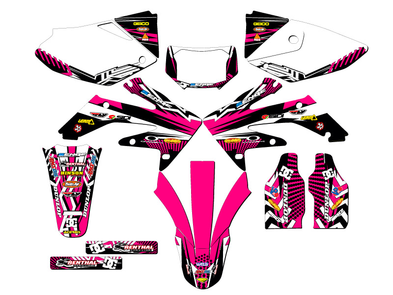 2004-2018 CRF 250 X MAYHEM Pink Senge Graphics Kit Compatible with Honda - Picture 5 of 10