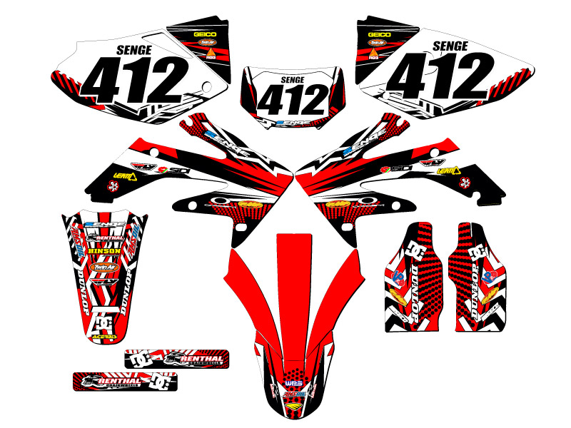2004-2018 CRF 250 X MAYHEM Red Senge Graphics Kit Compatible with Honda - Picture 8 of 10