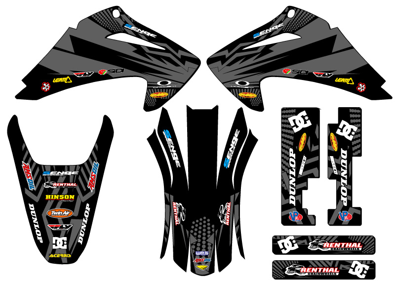 2003-2007 CRF 230 F MAYHEM Black Senge Graphics Kit Compatible with Honda - Picture 2 of 10