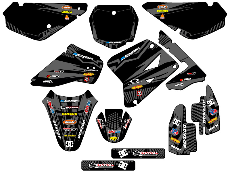 2001-2004 RM 85 MAYHEM Black Senge Graphics Kit Compatible with Suzuki - Picture 2 of 10
