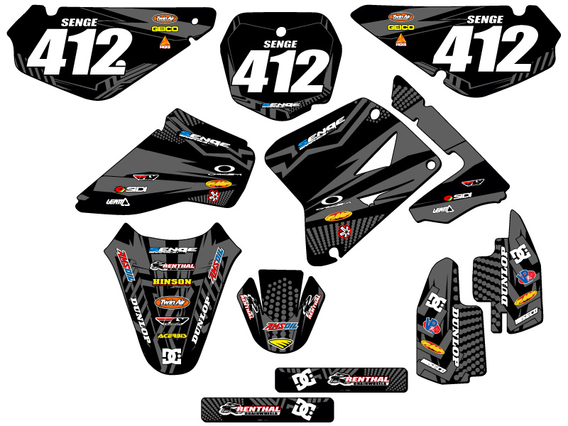 2001-2004 RM 85 MAYHEM Black Senge Graphics Kit Compatible with Suzuki - Picture 5 of 10