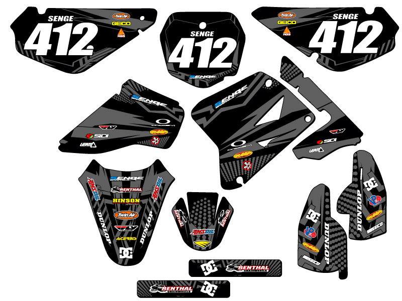 2005-2023 RM 85 MAYHEM Black Senge Graphics Kit Compatible with Suzuki - Picture 2 of 10