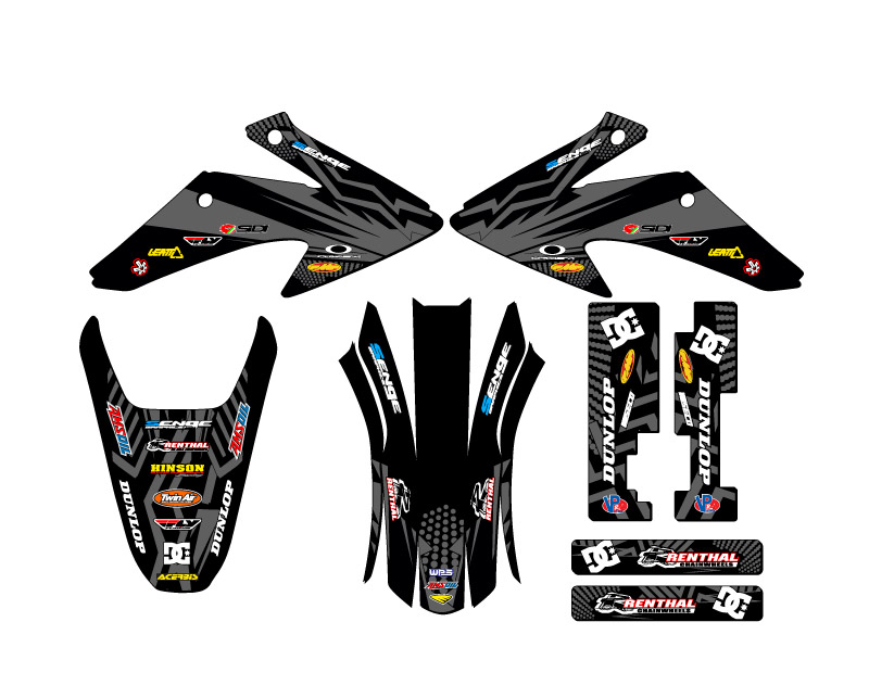 2008-2014 CRF 150 F MAYHEM Black Senge Graphics Kit Compatible with Honda - Picture 2 of 10