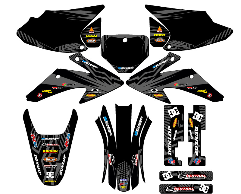 2008-2014 CRF 150 F MAYHEM Black Senge Graphics Kit Compatible with Honda - Picture 5 of 10