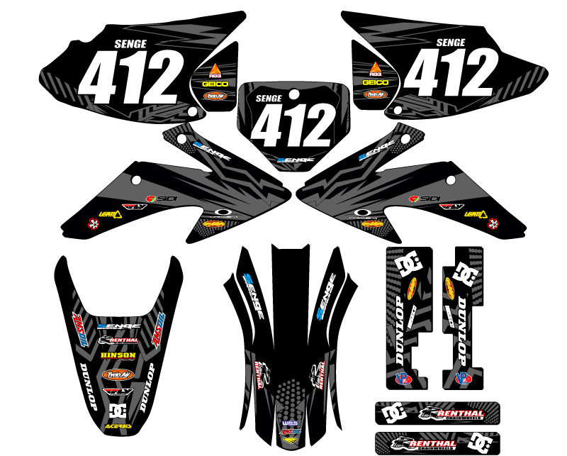 2008-2014 CRF 150 F MAYHEM Black Senge Graphics Kit Compatible with Honda - Picture 8 of 10