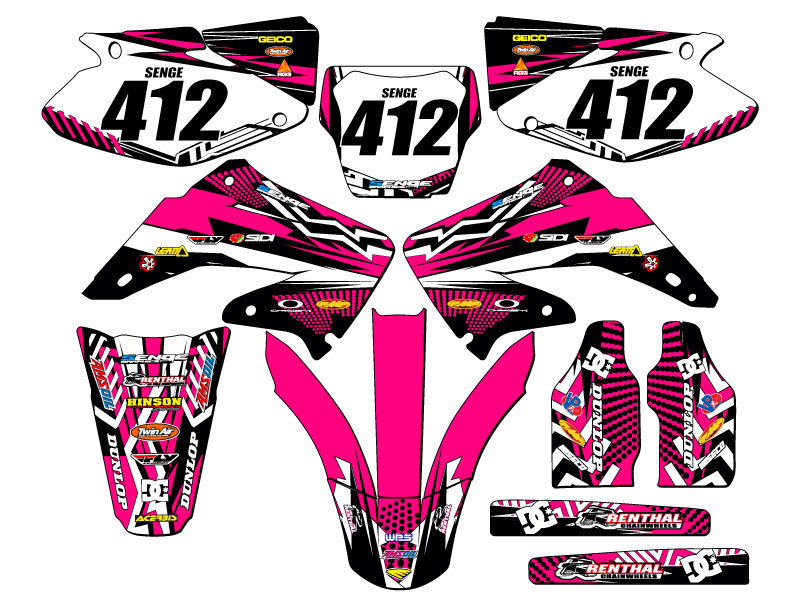 2004-2012 CR 125 R MAYHEM Pink Senge kit de gráficos compatible con Honda - Imagen 8 de 10