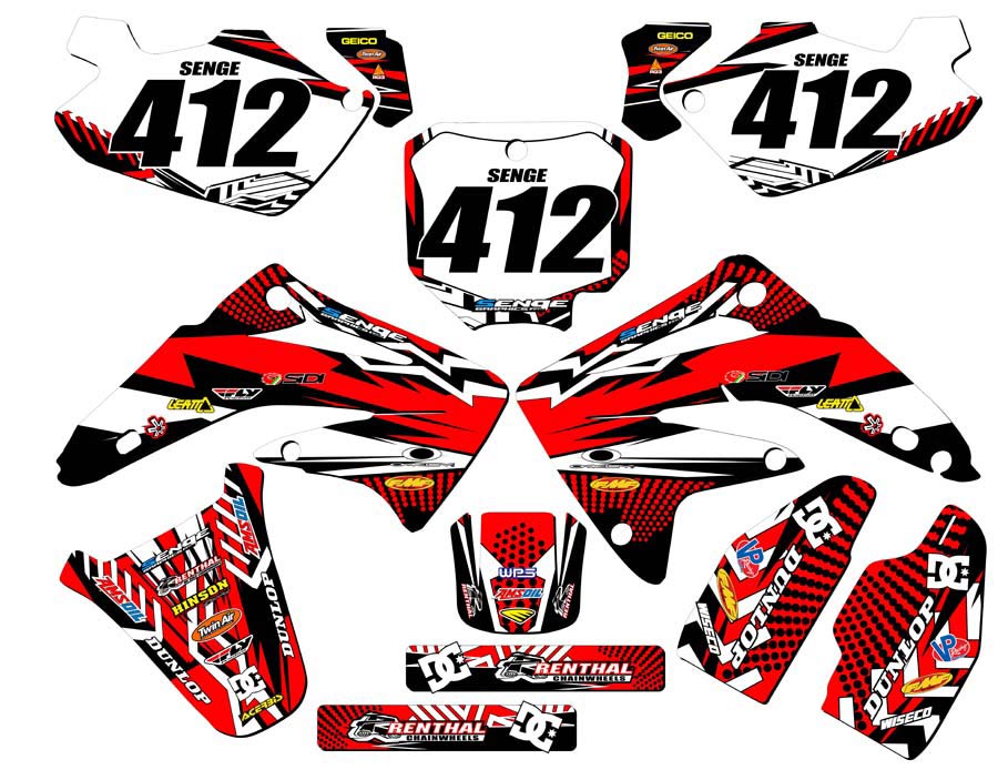 2003-2013 CR 85 MAYHEM Red Senge Graphics Kit Compatible with Honda - Picture 8 of 10