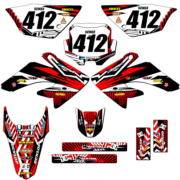 2011-2016 CRF 80 MAYHEM Red Senge Graphics Kit compatible con Honda - Imagen 8 de 10
