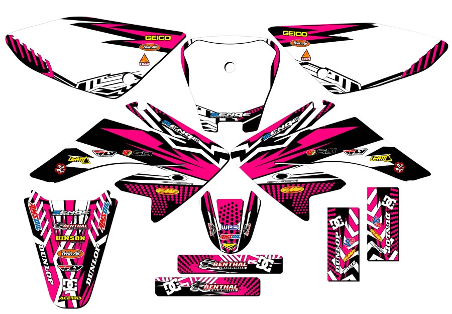 2004-2013 CRF 70 MAYHEM Pink Senge Graphics Kit Compatible with Honda - Picture 5 of 10