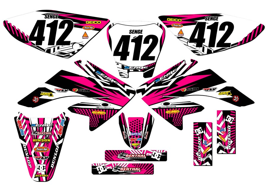 2004-2013 CRF 70 MAYHEM Pink Senge Graphics Kit Compatible with Honda - Picture 8 of 10