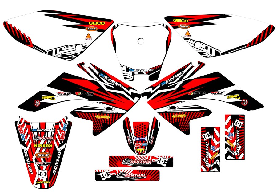 2004-2013 CRF 70 MAYHEM Red Senge Graphics Kit Compatible with Honda - Picture 5 of 10
