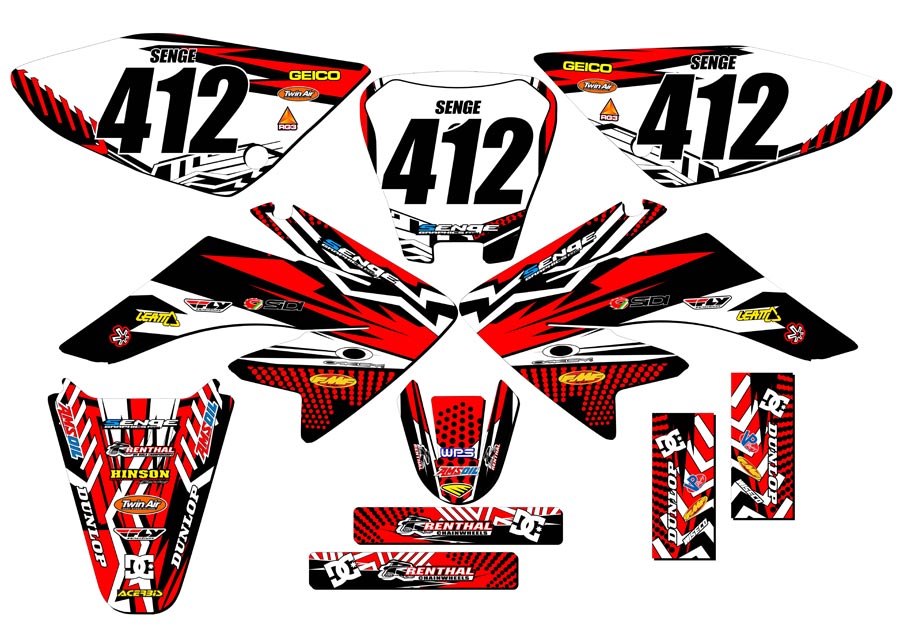 2004-2013 CRF 70 MAYHEM Red Senge Graphics Kit Compatible with Honda - Picture 8 of 10