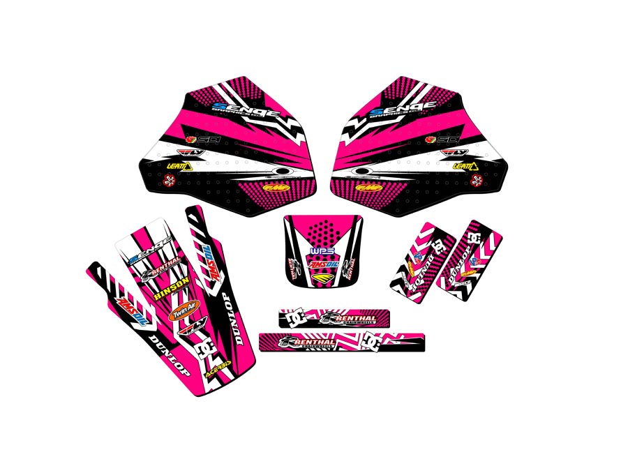 1985-2000 XR 100 MAYHEM Pink Senge Graphics Kit Compatible with Honda - Bild 2 von 10