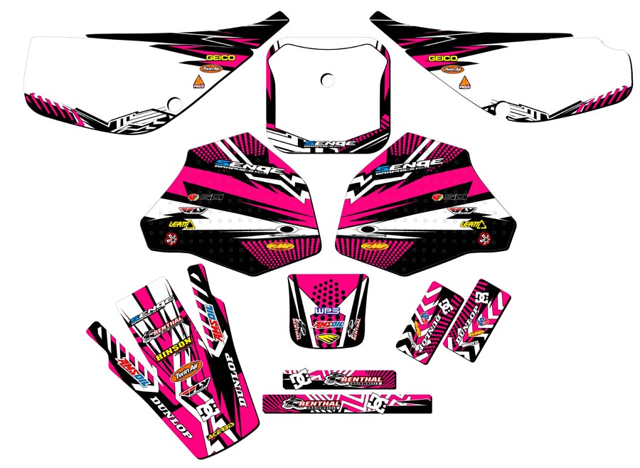 1985-2000 XR 100 MAYHEM Pink Senge Graphics Kit Compatible with Honda - Bild 5 von 10
