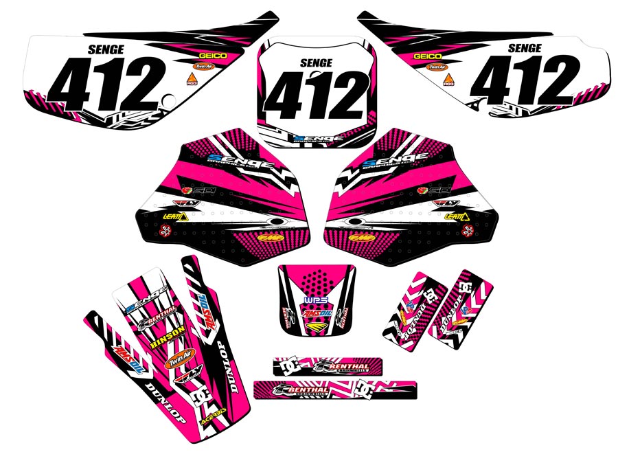 1985-2000 XR 100 MAYHEM Pink Senge Graphics Kit Compatible with Honda - Bild 8 von 10