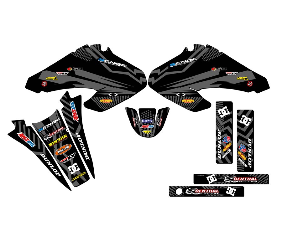 2001-2004 XR 100 MAYHEM Black Senge Graphics Kit Compatible with Honda - Picture 2 of 10