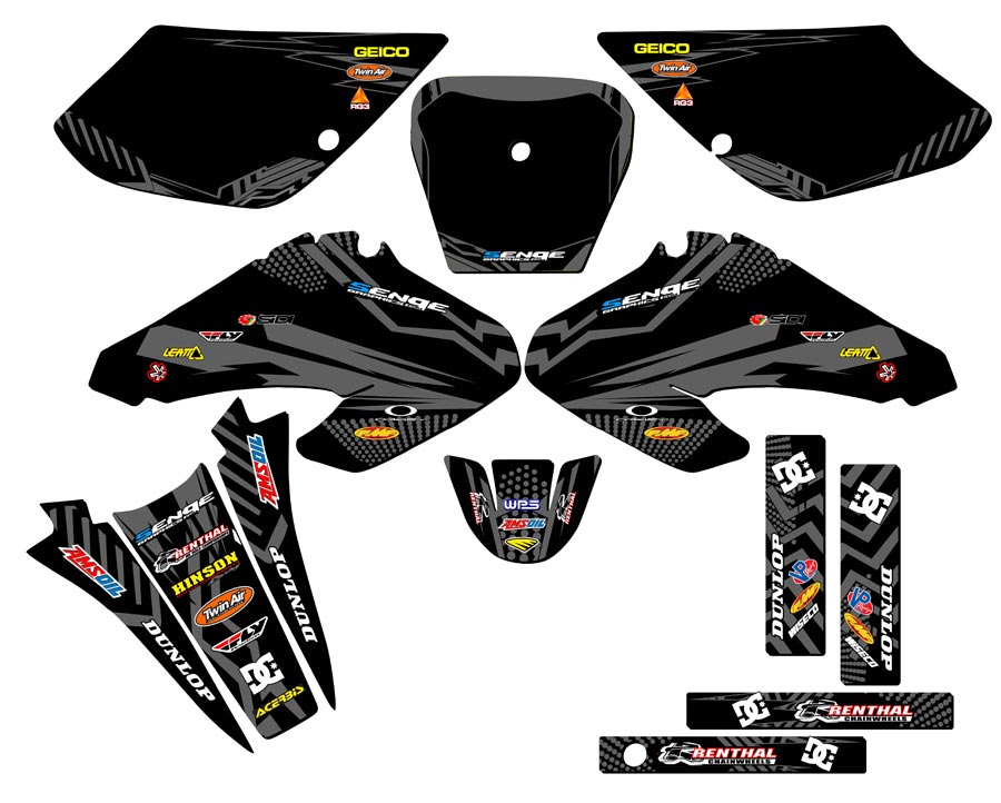 2001-2004 XR 100 MAYHEM Black Senge Graphics Kit Compatible with Honda - Picture 5 of 10