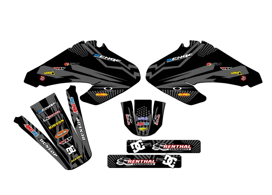 2001-2003 XR 70 MAYHEM Black Senge Graphics Kit Compatible with Honda - Picture 2 of 10