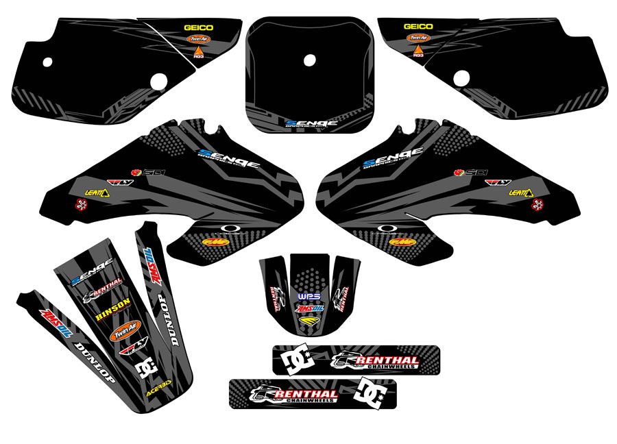 2001-2003 XR 70 MAYHEM Black Senge Graphics Kit Compatible with Honda - Picture 5 of 10