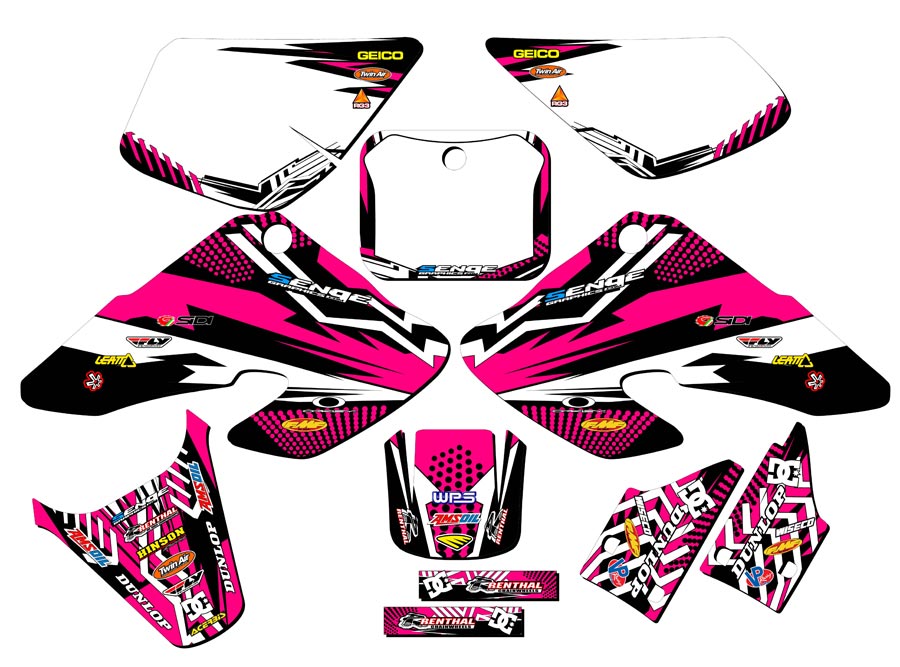 2000-2003 XR 50 MAYHEM Pink Senge Graphics Kit Compatible with Honda - Picture 5 of 10