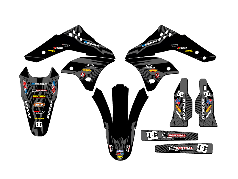 2006-2008 KX 250 F MAYHEM Black Senge Graphics Kit Compatible with Kawasaki - Foto 2 di 10