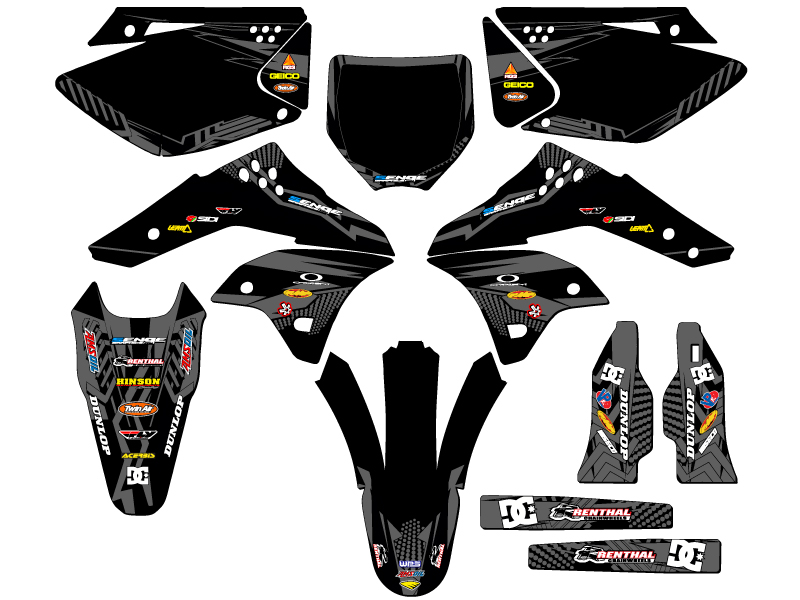 2006-2008 KX 250 F MAYHEM Black Senge Graphics Kit Compatible with Kawasaki - Foto 5 di 10