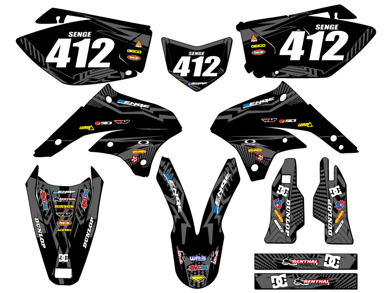 Kit de gráficos KLX 450 MAYHEM 2008-2018 negro Senge compatible con Kawasaki - Imagen 8 de 10