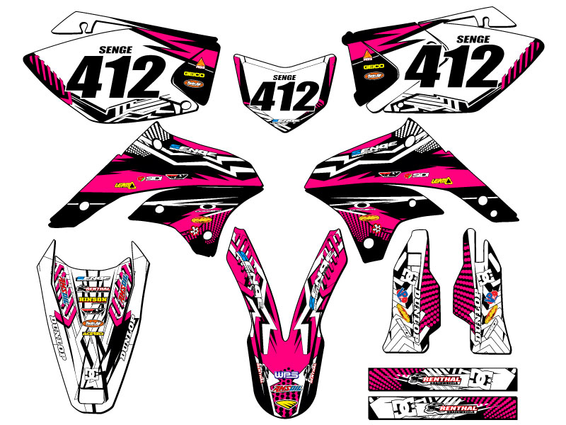 Kit de gráficos KLX 450 MAYHEM rosa Senge 2008-2018 compatible con Kawasaki - Imagen 8 de 10