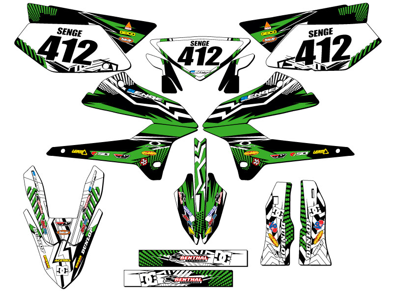 Kit de gráficos KLX 250 MAYHEM 2008-2020 Green Senge compatible con Kawasaki - Imagen 8 de 10