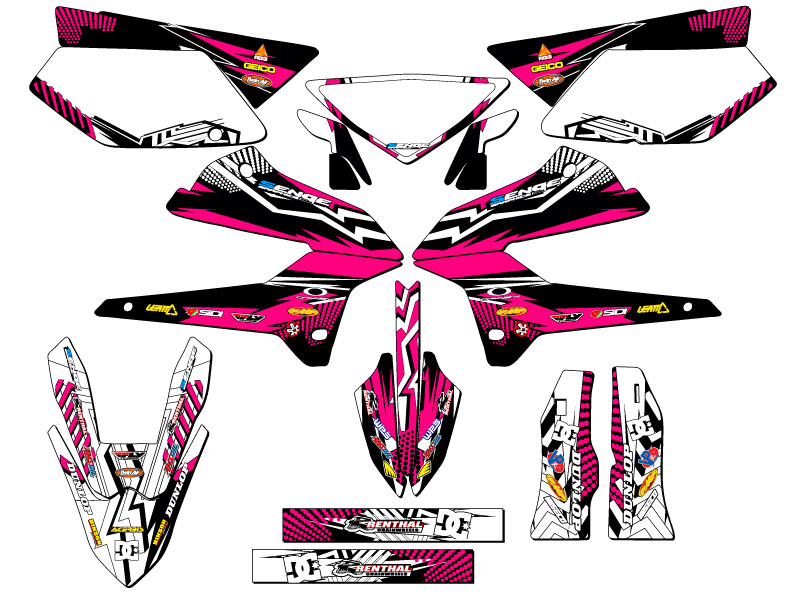 2008-2020 KLX 250 MAYHEM Pink Senge Graphics Kit Compatible with Kawasaki - Picture 5 of 10