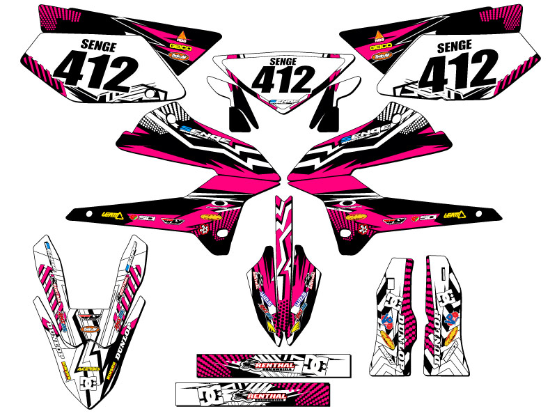 2008-2020 KLX 250 MAYHEM Pink Senge Graphics Kit Compatible with Kawasaki - Picture 8 of 10
