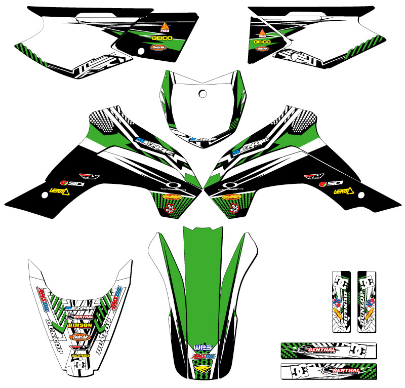 Kit de gráficos KLX 140 MAYHEM 2019-2020 Green Senge compatible con Kawasaki - Imagen 5 de 10