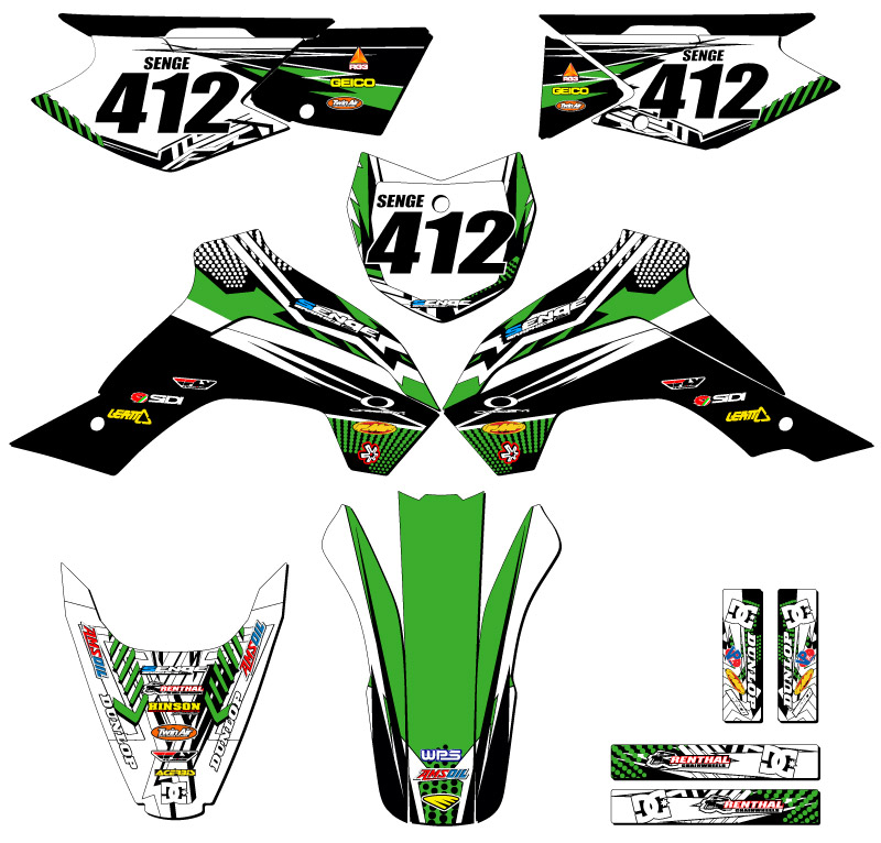 Kit de gráficos KLX 140 MAYHEM 2019-2020 Green Senge compatible con Kawasaki - Imagen 8 de 10
