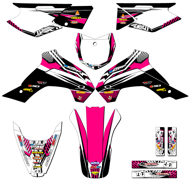 Kit de gráficos KLX 140 MAYHEM 2019-2020 Pink Senge compatible con Kawasaki - Imagen 5 de 10
