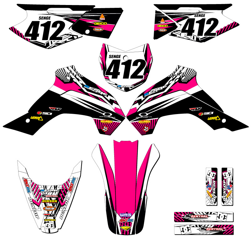 2008-2018 KLX 140 MAYHEM Pink Senge Graphics Kit Compatible with Kawasaki - Picture 8 of 10