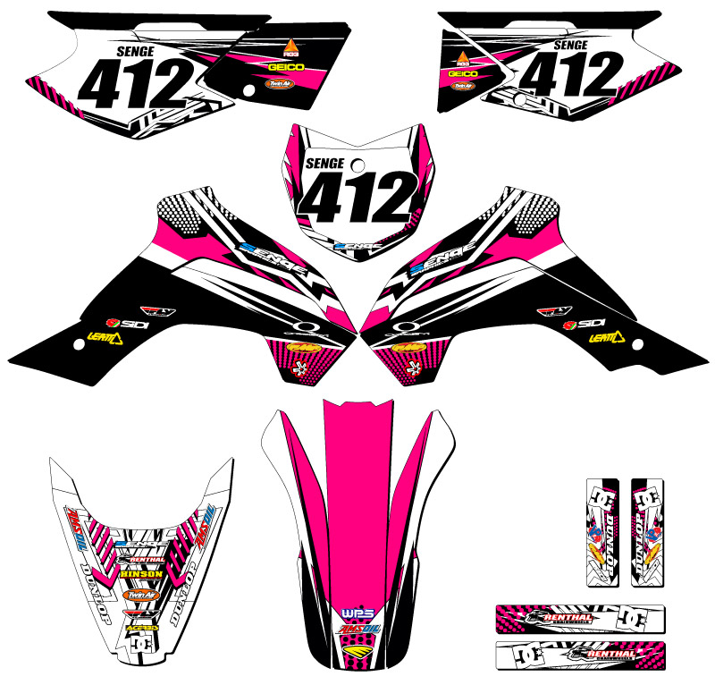 Kit de gráficos KLX 140 MAYHEM 2019-2020 Pink Senge compatible con Kawasaki - Imagen 8 de 10