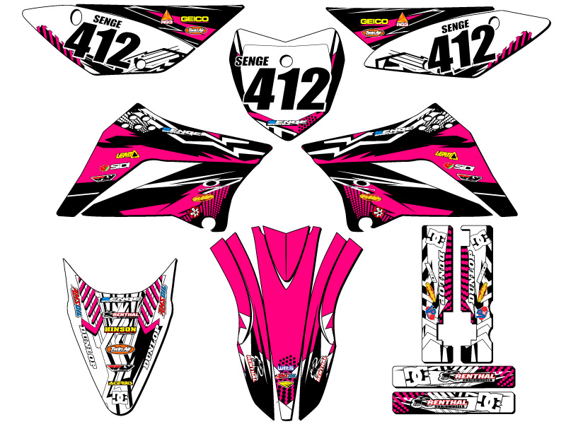 2010-2025 KLX 110 MAYHEM Pink Senge Graphics Kit Compatible with Kawasaki - Picture 8 of 10