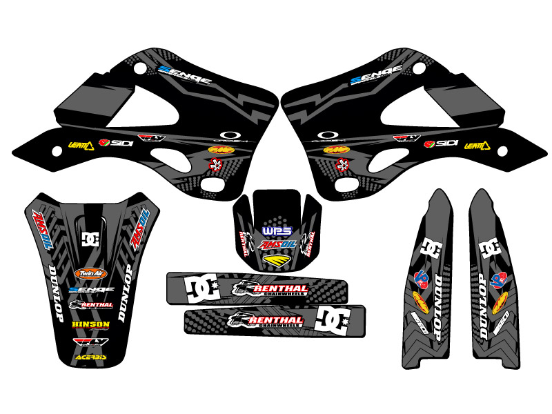1999-2002 KX 125 MAYHEM Black Senge kit de gráficos compatible con Kawasaki - Imagen 2 de 10