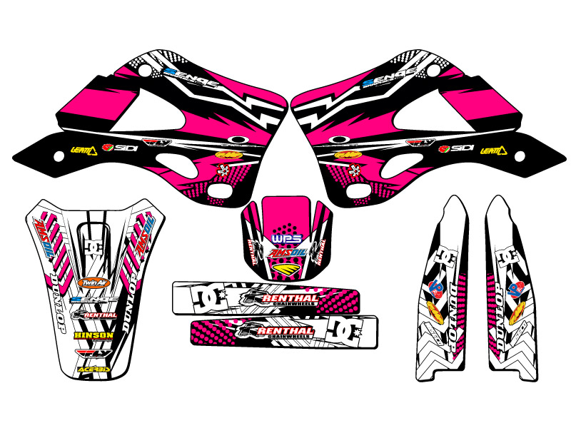 1999-2002 KX 125 MAYHEM Pink Senge Graphics Kit compatible con Kawasaki - Imagen 2 de 10