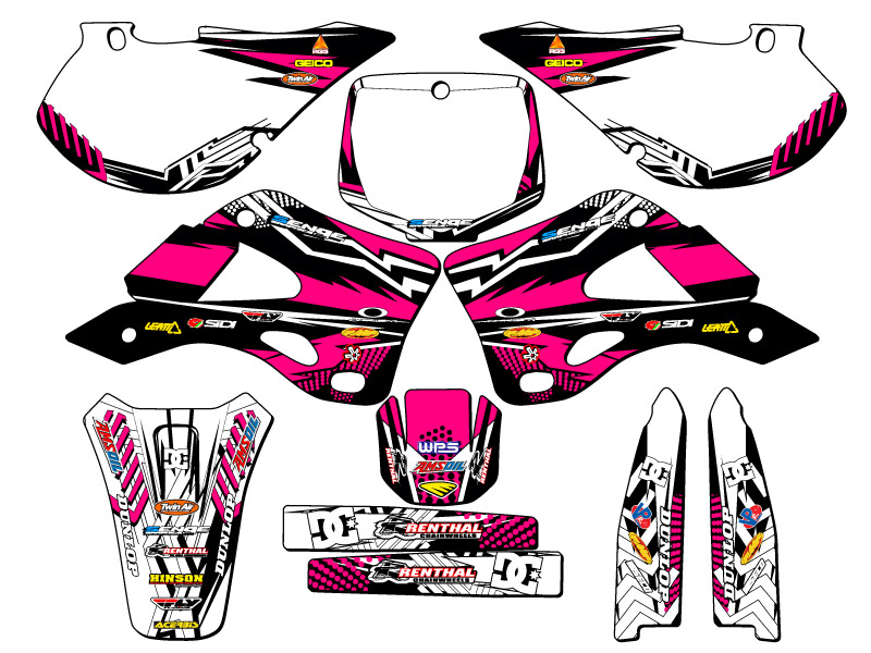 1999-2002 KX 125 MAYHEM Pink Senge Graphics Kit compatible con Kawasaki - Imagen 5 de 10