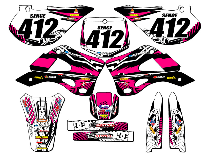 1999-2002 KX 125 MAYHEM Pink Senge Graphics Kit compatible con Kawasaki - Imagen 8 de 10