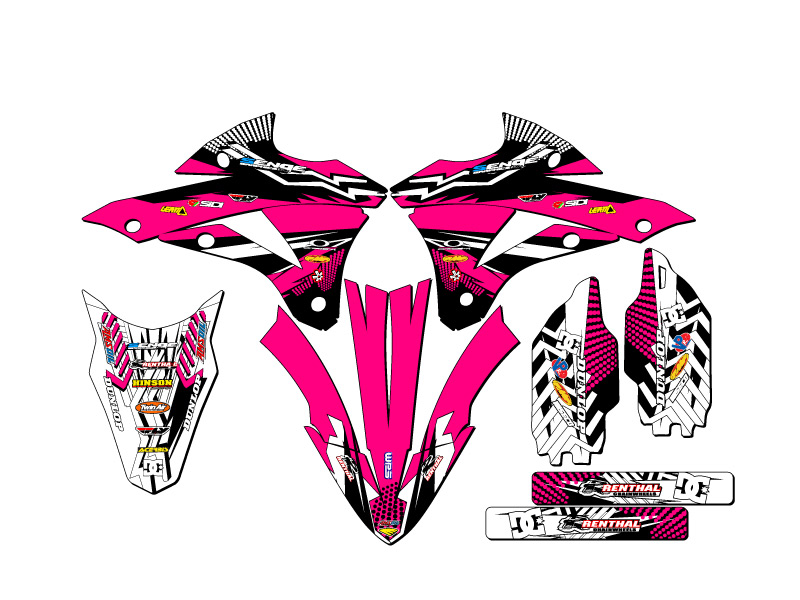 Kit de gráficos KX 100 MAYHEM 2014-2021 rosa Senge compatible con Kawasaki - Imagen 2 de 10