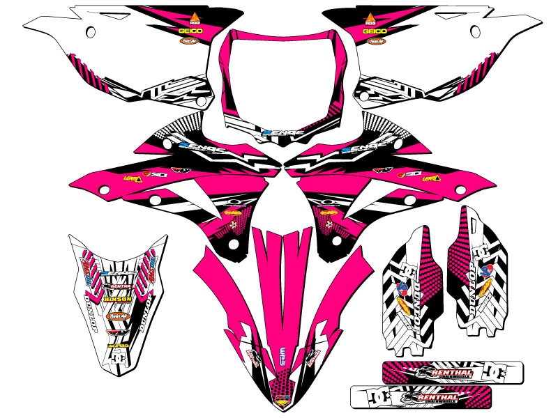 Kit de gráficos KX 100 MAYHEM 2014-2021 rosa Senge compatible con Kawasaki - Imagen 5 de 10