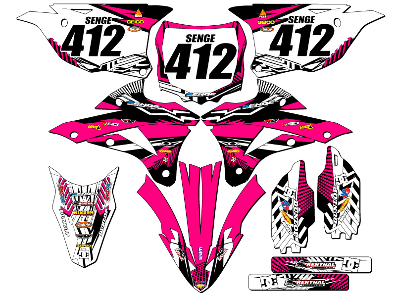 Kit de gráficos KX 100 MAYHEM 2014-2021 rosa Senge compatible con Kawasaki - Imagen 8 de 10