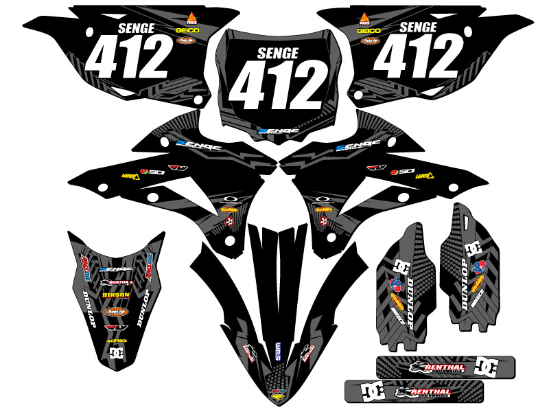 Kit de gráficos KX 85 MAYHEM 2014-2021 negro Senge compatible con Kawasaki - Imagen 8 de 10