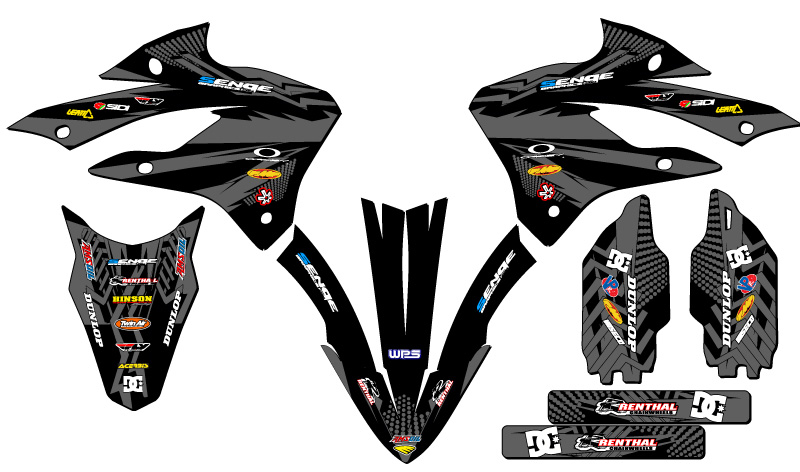 ウッサ 2022-2025 KX 85 MAYHEM Black Senge Graphics Kit Compatible