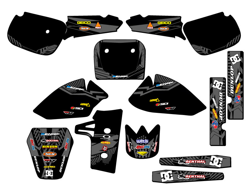 1985-2004 KX 60 MAYHEM Black Senge Graphics Kit Compatible with Kawasaki - Picture 5 of 10