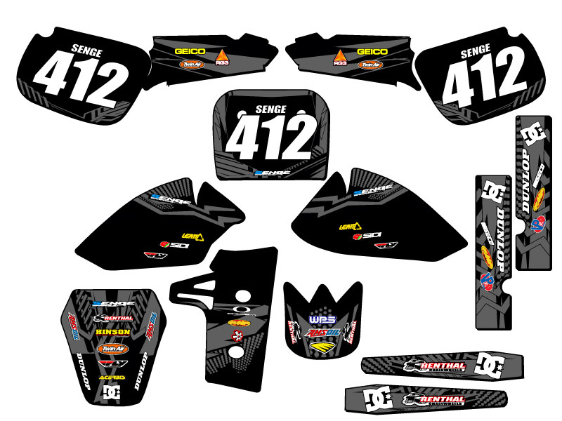 1985-2004 KX 60 MAYHEM Black Senge Graphics Kit Compatible with Kawasaki - Picture 8 of 10