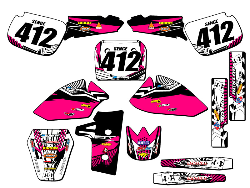 1985-2004 KX 60 MAYHEM Pink Senge Graphics Kit Compatible with Kawasaki - Picture 8 of 10